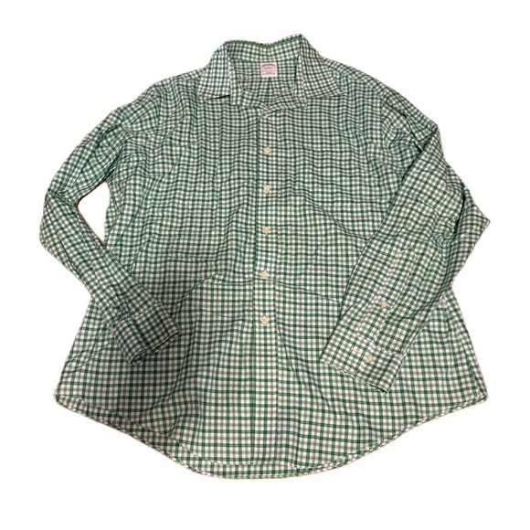 Brooks Brothers Slim Fit Green Checkered Men's Shirt XL Original Polo Shirt - Picture 1 of 5